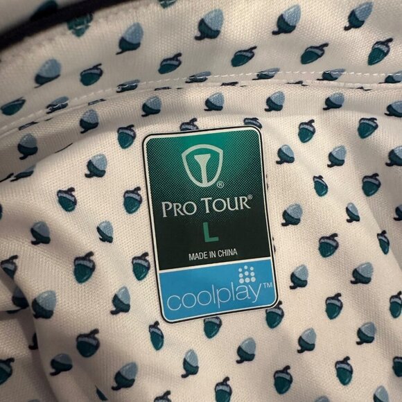 PRO TOUR COOL PLAY MENS GOLF SHIRT LARGE DRI FIT POLO ACORNS - Picture 6 of 7